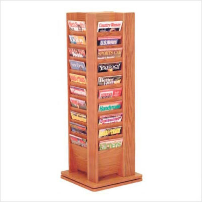 Forty magazine rotary floor display wood medium oak