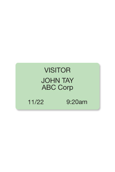 Thermal-printable non-expiring adhesive badge 04085