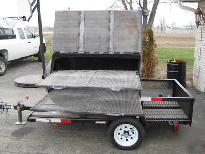 Bbq smoker trailer portable pit hog cooker 250 gallon
