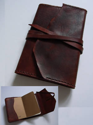 Handcrafted brown leather moleskine notebook cover larg