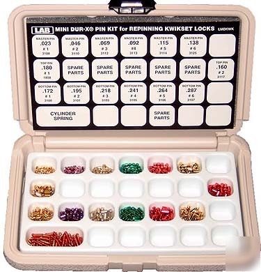 Lab pinning kit for kwikset - light weight plastic case