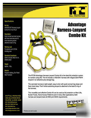 Rtc 4400 series safety harness w/6FT lanyard in bag