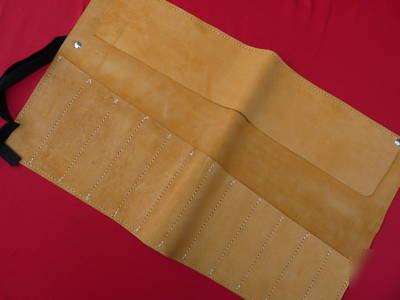 12 pocket leather tool roll with tie