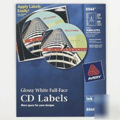 Avery 8944 ink jet full-face glossy white cd labels