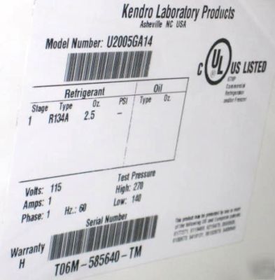 Kendro vwr U2005GA14 undercounter lab refrigerator -20Â°