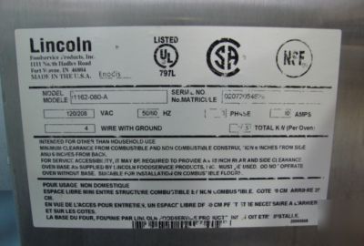 Lincoln elec. double stack conveyor pizza oven on cart