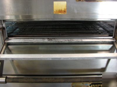 Lincoln elec. double stack conveyor pizza oven on cart