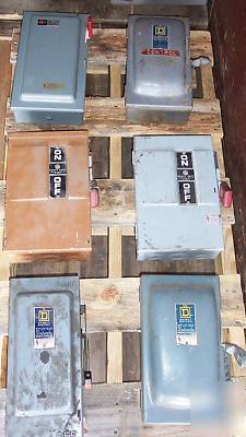 Lot of 6: 30 amp 600 volt disconnect switches