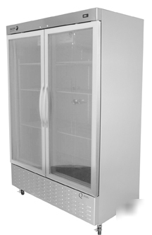 New double glass door refrigerator reach-in cooler