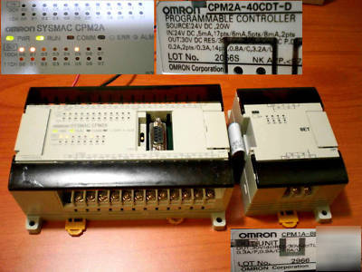Omron sysmac CPM2A-40CDT-d w CPM1A-8ET out unit. CPM2A