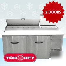 Tor-rey 2 door refrigerated pizza prep table