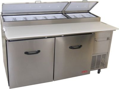 Tor-rey 2 door refrigerated pizza prep table