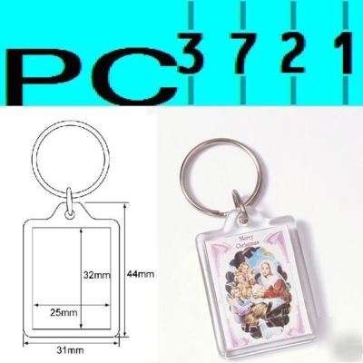 500 blank plastic keyring 32 x 25 mm insert 09009