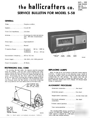 Hallicrafters s-58 service bulletin w/large sch Â»rÂ²