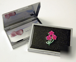 New budd leather secret garden business card holder - 