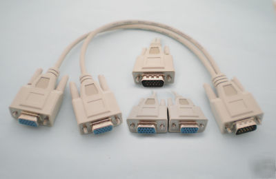 1 x vga svga DB15 1 male to 2 female extension cable w