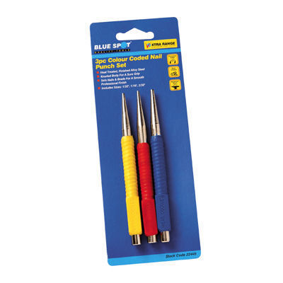 Nail pin punch 3PC colour coded set - 1/32