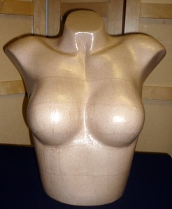 32C paper mache bra form mannequin jewellery display