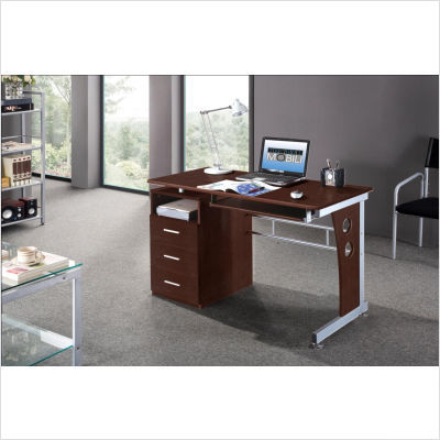 Computer desk w side cabinet laminate chocolate