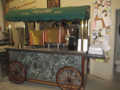 Expresso coffee kiosk cart with equipment