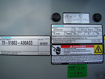 New siemens sentron 225 amp bus duct bar busway tap box 