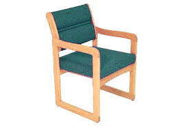 Single chair with arms light oak green fabric