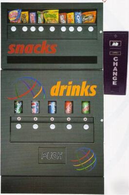 Snack & soda combo machine w/ bill changer complete set