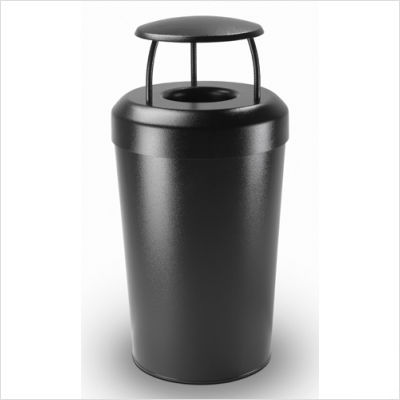 Steel round container with canopy cover color: pewter