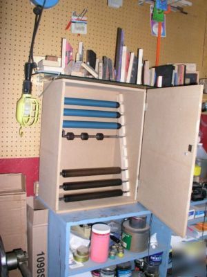 Letterpress print shop with motorized platen press