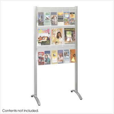 Luxe 9 pocket magazine floor rack in silver