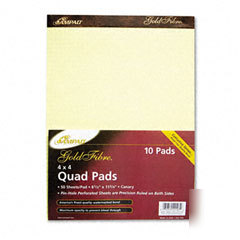 2-sided perforated top quadrille pad, 4X4 squares/inch,