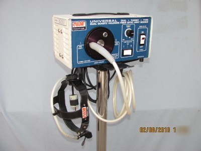 Cuda surgical fiberoptic headlight light source & stand