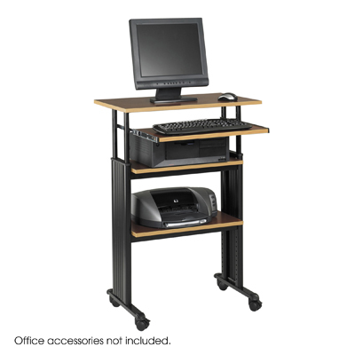 Safco muv standing adjustable mobile workstation cherry