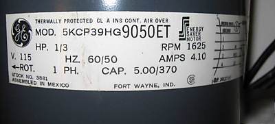 Ge motor twin shaft, 1/3 hp, 115 volts, 1625 rpm