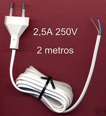 New 2 pin euro shaver plug mains cord lead bare end