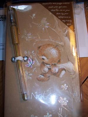 400 page bear note pad with gel pen nip