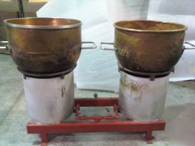 Dual copper kettles & burners candy syrups sugar soup 