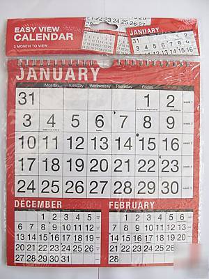 2010 easy view calendar - 3 month to view