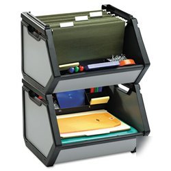 New stackable storage bin, letter, plastic, 15-3/4