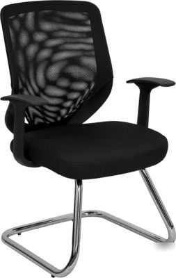 2 black mesh office side chairs sled base free shipping