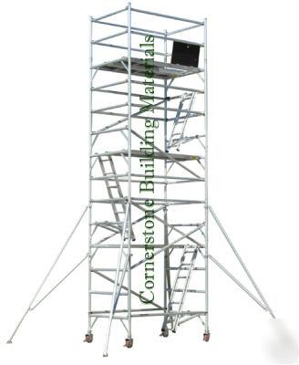 Aluminum scaffold rolling tower 20' deck w / guard rail