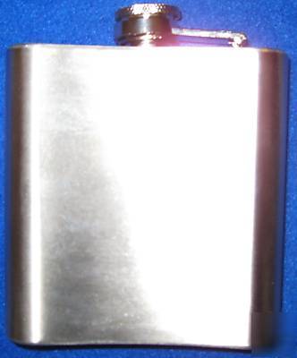 Flask, hip, stainless steel, brushed, 6 oz., engravable