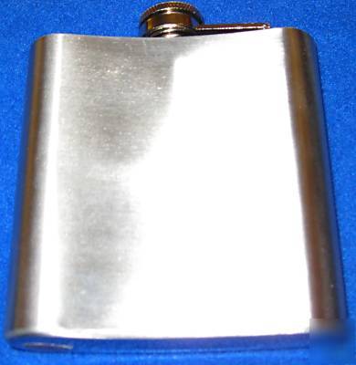 Flask, hip, stainless steel, brushed, 6 oz., engravable