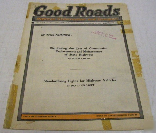 Good roads 1922 construction magazine vol.63, no.26