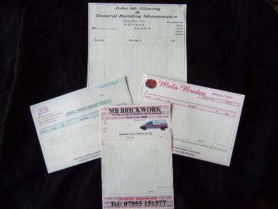Letterheads, invoices, order forms, from Â£8.00 per 100