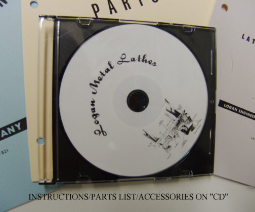 Logan metal lathe instruction, parts, accessories cd