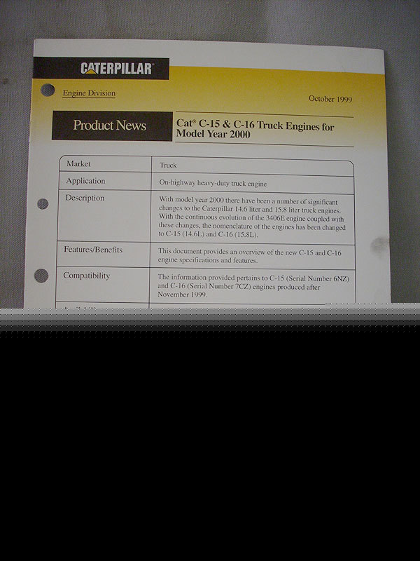 New caterpillar C15 C16 truck engines product s manual