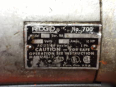 Ridgid 700 power drive, dies, tool case, pipe cutter 