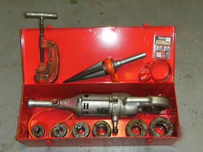 Ridgid 700 power drive, dies, tool case, pipe cutter 