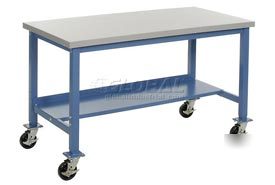 72 x 30 plastic square edge packaging bench with caster
